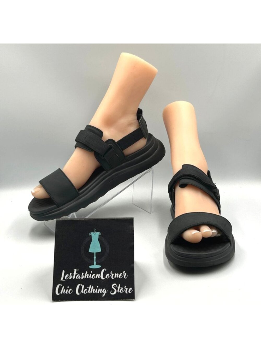 Hey Dude Women's Black Synthetic Collins Mono Sport Sandals Size 9 3605